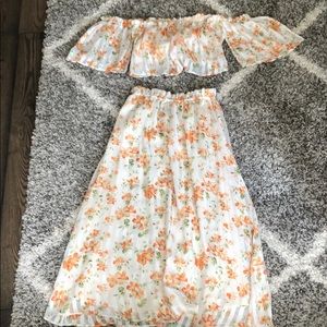 Two piece: crop top and skirt